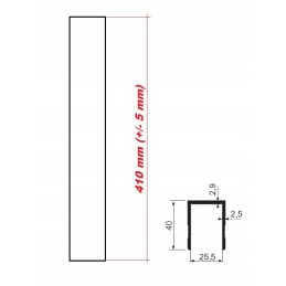 Closing profile for aluminum side, type C, 25mm