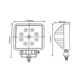 Halogen lamp, LED searchlight, 27 inch, round, 9 LEDs