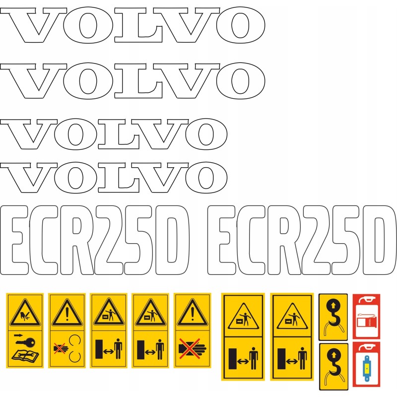 Volvo ecr25d ecr 25d excavator laminated stickers