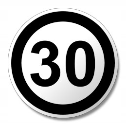 Speed limit 30 km, truck marking 16 cm