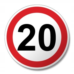 Speed limit 20 km, truck marking 20 cm