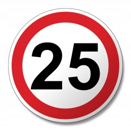 Speed limit 25 km, truck marking 12 cm