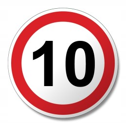 Speed limit 10 km, sign ADR truck 16 cm