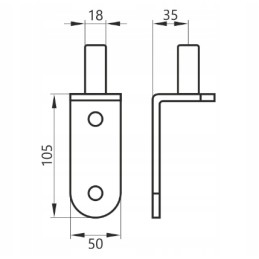 Strap hinge hook for wood 1000mm fi 18 gamar