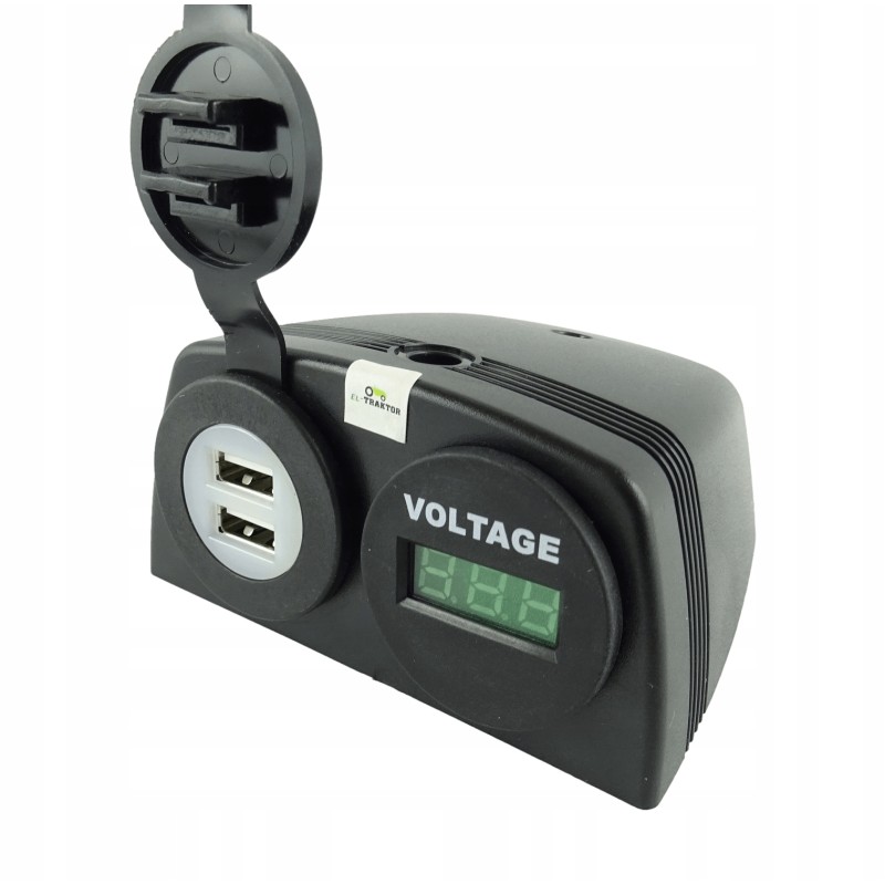 Digital voltmeter with double USB socket in a frame