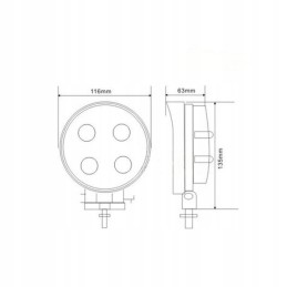 Round halogen work lamp 4 LED 9 32v 2800lm