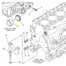 Bushing in the engine block of a cat excavator loader