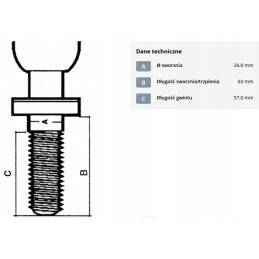 Bolted ball pin m22x1 5mm k50 26x63mm