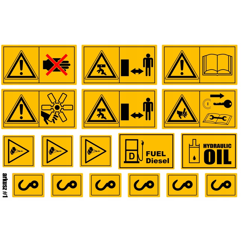 Warning stickers, horizontal pictograms, sheet 1