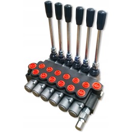 Connections to a 6-section hydraulic distributor, 80l