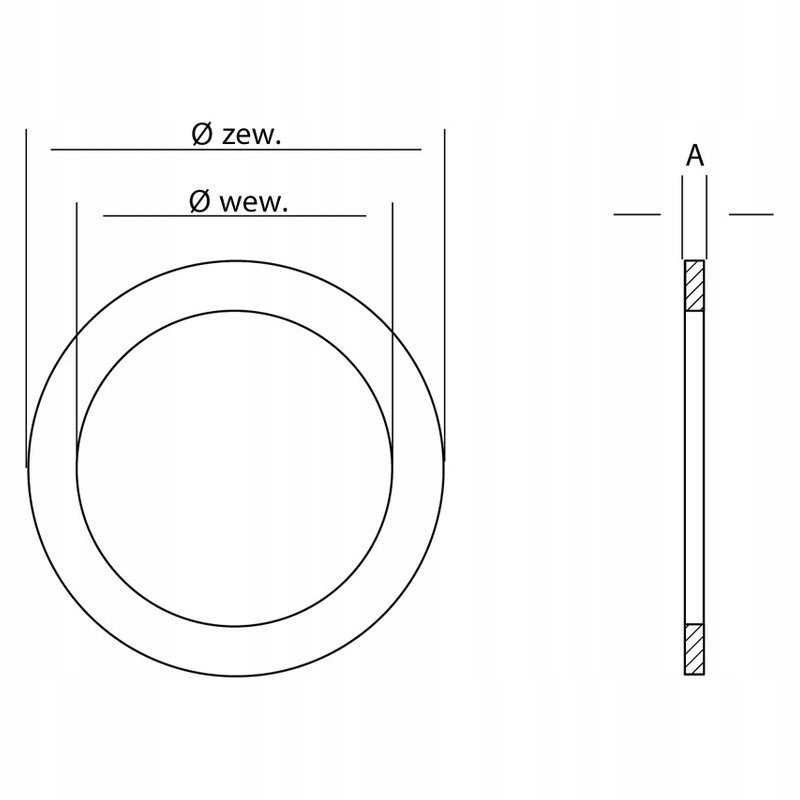 Sealing ring for flat thread M12, toothless