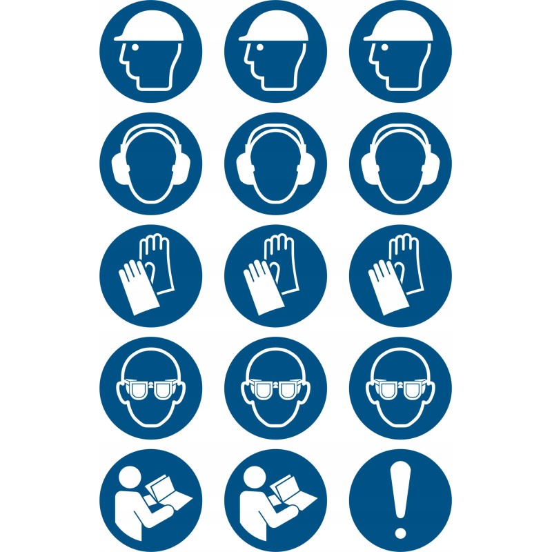 Information stickers of the order 5 5 cm, occupational health and safety pictograms