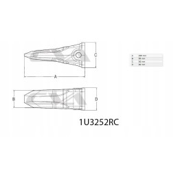 Rock tooth for bucket with 25mm J250 CVA blade