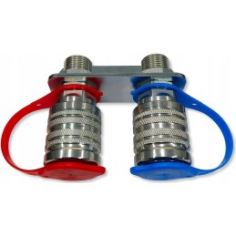 Mounting board for two Euro socket quick connectors