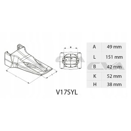 Tooth for bucket, backhoe loader, excavator 1 2kg cva