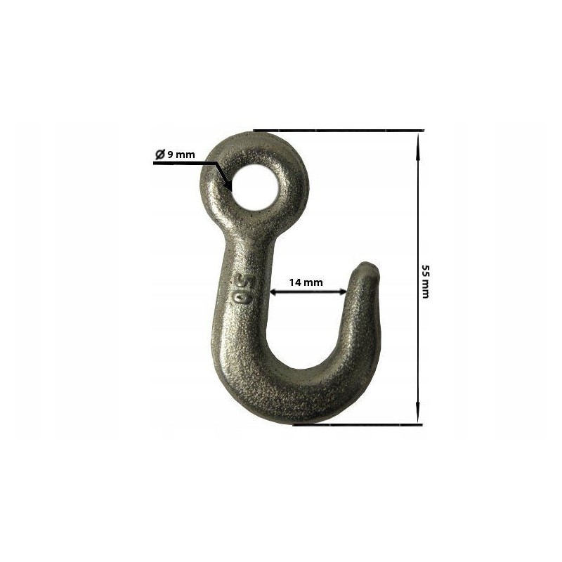 Standard hook 5mm, galvanized, universal workshop