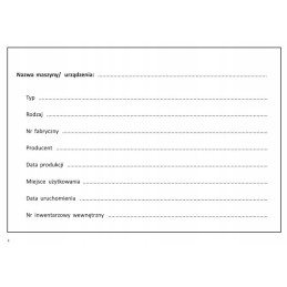 Machine service book, machine operation book