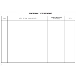 Machine service book, machine operation book