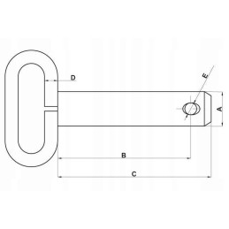 Z538189kr pin with handle 38 x 192 mm