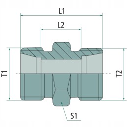 Hydraulic connector, straight connection 2x m24x1 5