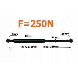 Door gas shock absorber 250n 175 260mm john deere