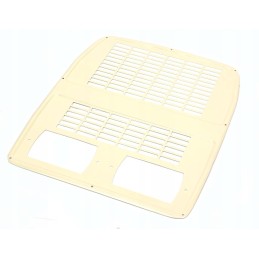 Powder-coated hood mesh with cutouts on the l