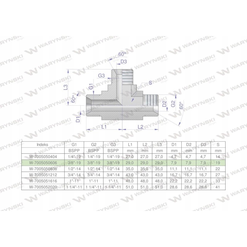 Hydraulic tee inch bbb 3 8 bsp