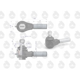 Short left ball joint, threaded, with nut 8