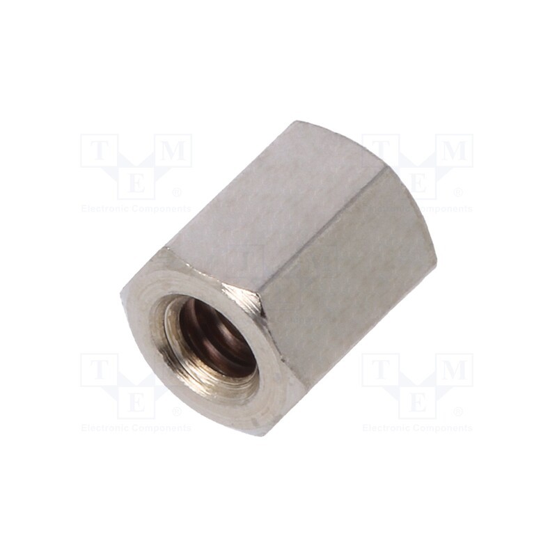 10 pcs x DREMEC - 110X06 - Screwed spacer sleeve, 6mm, Int.thread: UNC4-40, hexagonal, brass