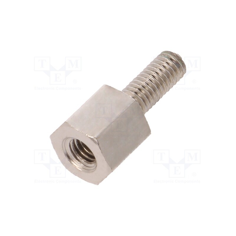 10 pcs x DREMEC - 215X06 - Screwed spacer sleeve, 6mm, Int.thread: M3, Ext.thread: M3, brass
