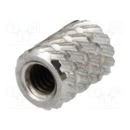 10 pcs x DREMEC - 11M2.5NI - Threaded insert, brass, nickel, M2,5, L: 5.9mm, Øout: 4.5mm