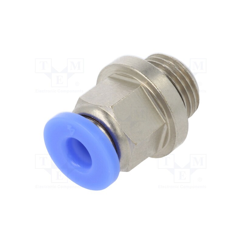 2 pcs x PNEUMAT-122.018-4 - Push-in fitting, straight, -0.95÷15bar, nickel plated brass