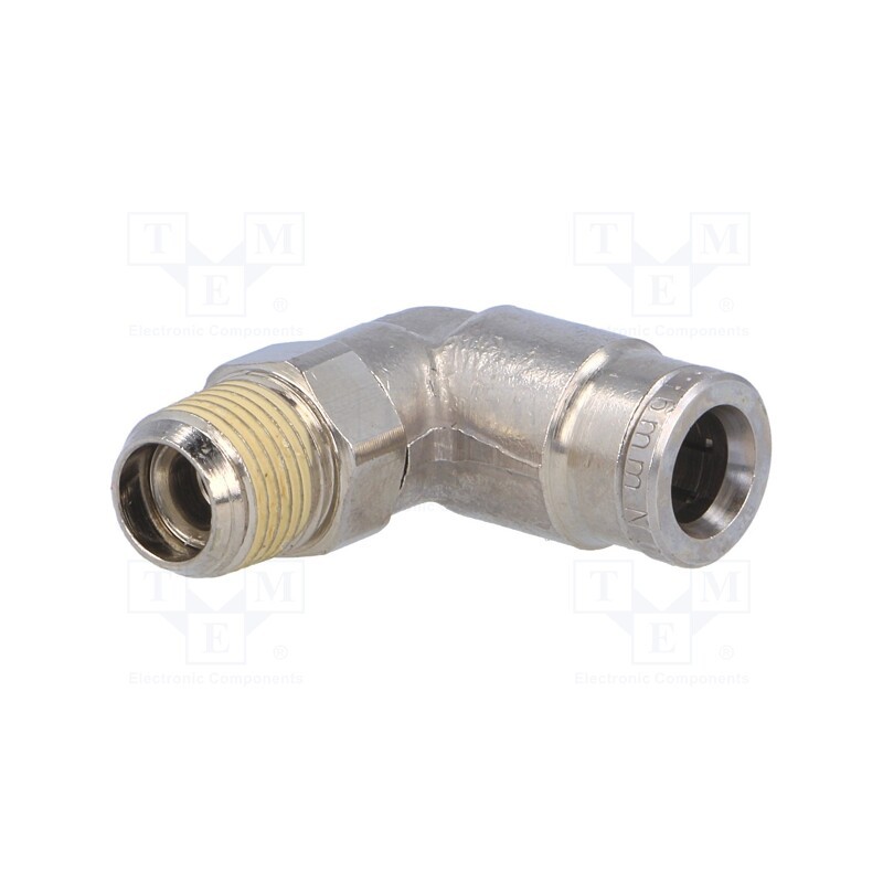 1 pcs x NORGREN HERION-101470618 - Push-in fitting, angled, nickel plated brass, Thread: BSP 1/8'