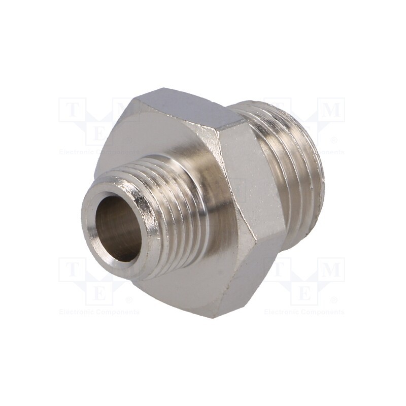 2 pcs x PNEUMAT-2030 1/8-1/4 - Nipple, reductive, nickel plated brass, Input thread: G 1/8'