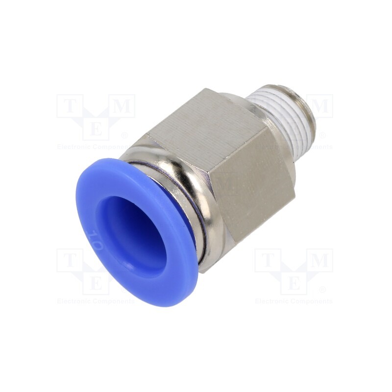 2 pcs x PNEUMAT-123.018-10 - Push-in fitting, straight, -0.95÷15bar, nickel plated brass