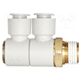 1 pcs x SMC-KQ2VD06-02AS - Push-in fitting, threaded,angled 90°, -1÷10bar, Thread: R 1/4'