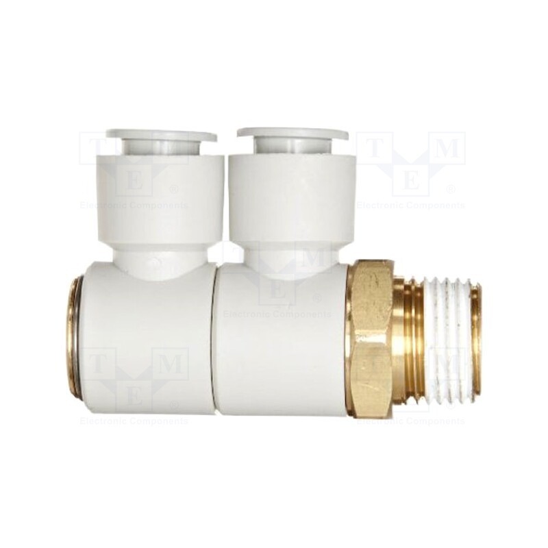 1 pcs x SMC-KQ2VD06-02AS - Push-in fitting, threaded,angled 90°, -1÷10bar, Thread: R 1/4'