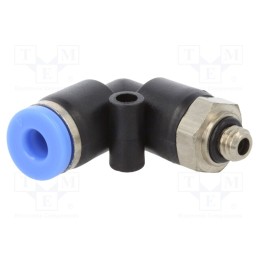 2 pcs x PNEUMAT-125.005-4 - Push-in fitting, angled, -0.95÷15bar, PBT, Thread: M5, BLUELINE