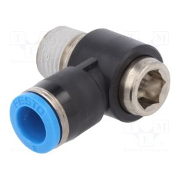1 pcs x FESTO-153100 - Push-in fitting, threaded,angled 90°, -0.95÷6bar, Thread: R 1/4'