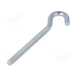 10 pcs x DROMET - HZ.8120 - Hook, angular, steel, zinc, Thread len: 80mm, Overall len: 120mm