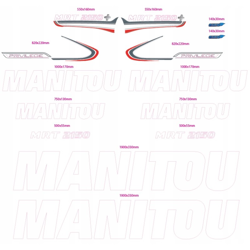 Set of stickers for the manitou mrt2150 charger