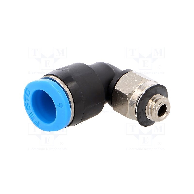 1 pcs x FESTO-153335 - Push-in fitting, angled 90°, -0.95÷6bar, Gasket: NBR rubber, QSM