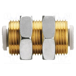 1 pcs x SMC-KQ2E04-00A - Push-in fitting, threaded,straight, -1÷10bar, brass, Thread: M12