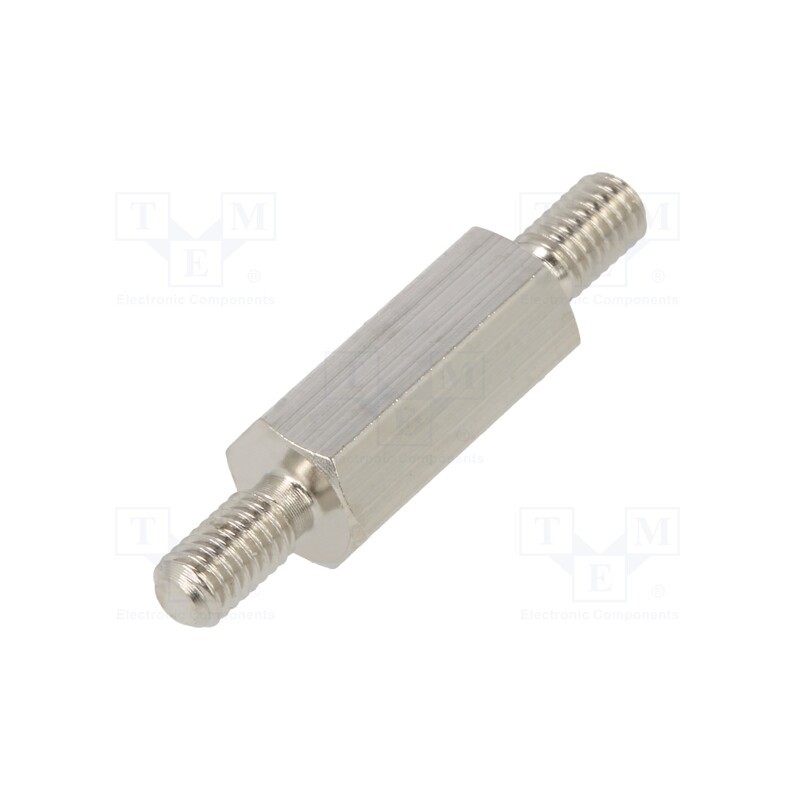 10 pcs x DREMEC - 414X12K - Screwed spacer sleeve, 12mm, Ext.thread: M3, hexagonal, brass