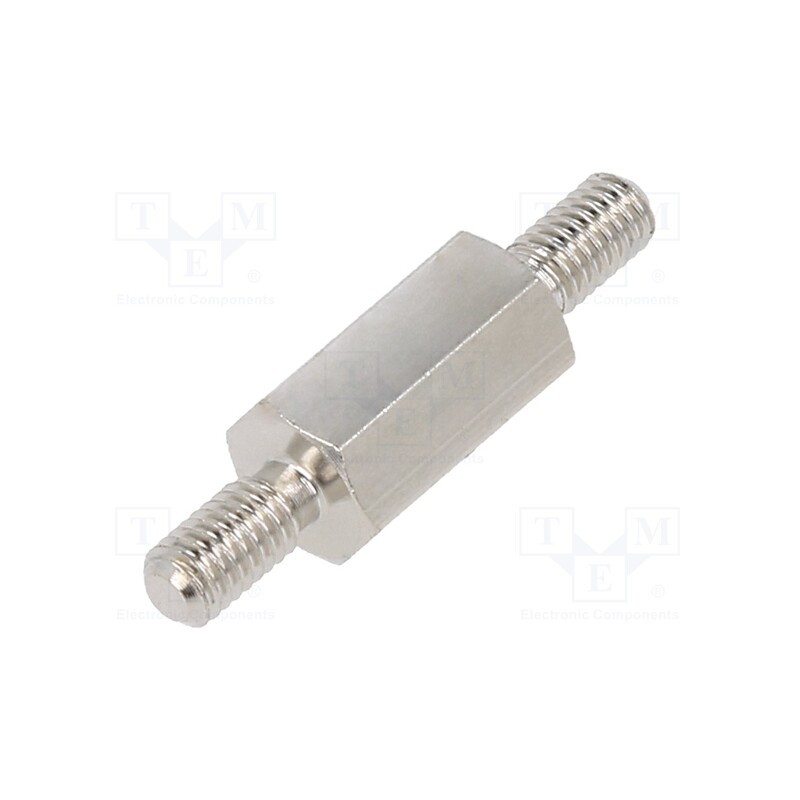 10 pcs x DREMEC - 414X10K - Screwed spacer sleeve, 10mm, Ext.thread: M3, hexagonal, brass