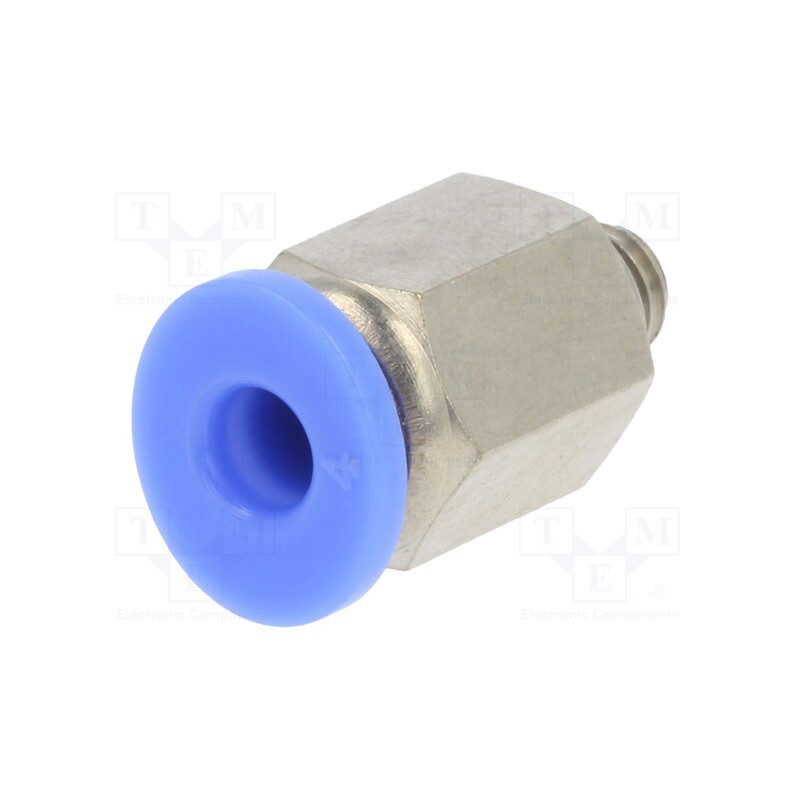 2 pcs x PNEUMAT-122.005-4 - Push-in fitting, straight, -0.95÷15bar, nickel plated brass