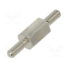 10 pcs x DREMEC - 411X06 - Screwed spacer sleeve, 6mm, Ext.thread: M2, hexagonal, brass