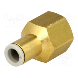 1 pcs x SMC-KQ2F06-02A - Push-in fitting, threaded,straight, -1÷10bar, brass, -5÷60°C