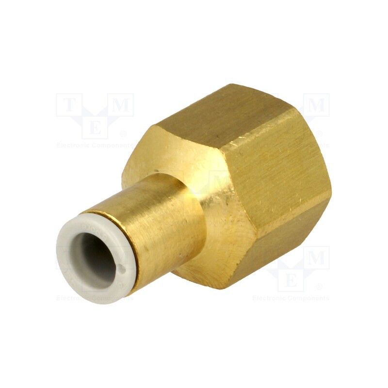 1 pcs x SMC-KQ2F06-02A - Push-in fitting, threaded,straight, -1÷10bar, brass, -5÷60°C