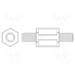 10 pcs x DREMEC - 429X80 - Screwed spacer sleeve, 80mm, Ext.thread: M6, hexagonal, steel